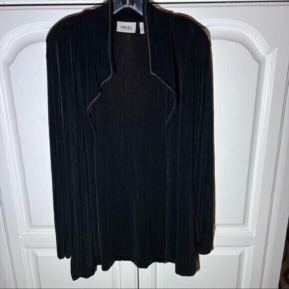 Chico’s Travelers Women’s‎ Opened Cardigan, Duster, Size 1 Black* - Picture 1 of 6